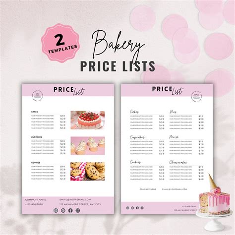 Editable Bakery Price List Template Bakery Menu Cookie Price List