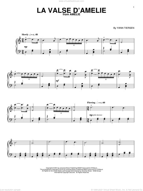 Tiersen La Valse D Amelie Sheet Music For Piano Solo Pdf