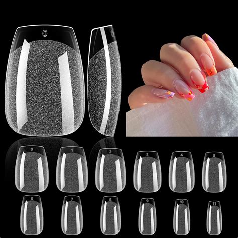 Amazon Lionvison Clear Short Coffin Nail Tips Pre Shape Soft Full