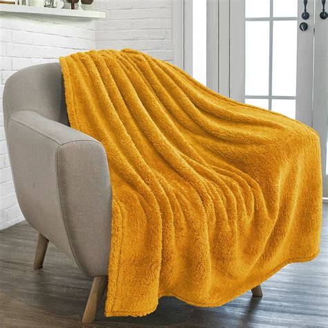 Pavilia Fluffy Sherpa Throw Blanket For Couch Sofa Plush Shaggy