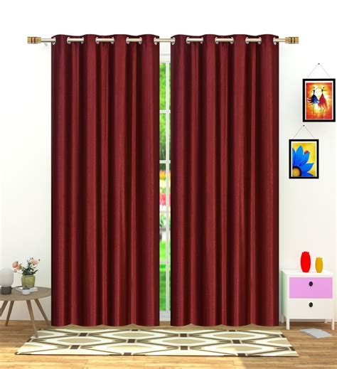 Maroon Chiffon Long Crush Curtain For Door Window Length 7 Feet At