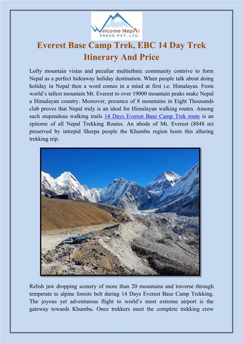 PPT Everest Base Camp Trek EBC 14 Day Trek Itinerary And Price