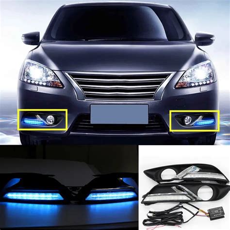 Amber Blue Led Drl For Nissan Sylphy Sentra Daytime