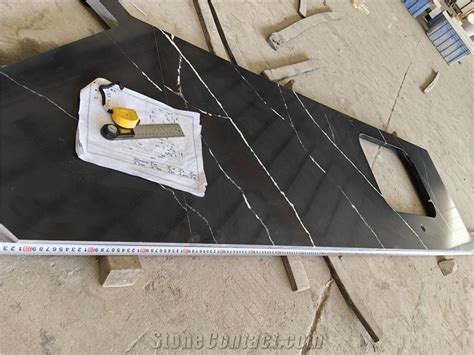 Artificial Stone Countertops Calacatta Black Quartz From China