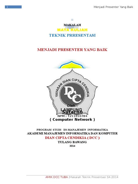 makalah teknik presentasi