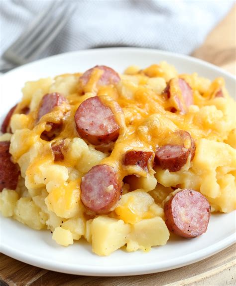 Crockpot Cheesy Potatoes And Kielbasa Recipe Savory Recipe