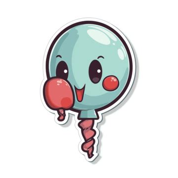 Cute Blue Balloon Sticker With Red Eyes Clipart Vector Sticker Design