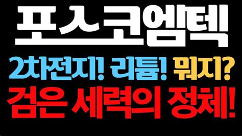 포스코엠텍 2차전지 리튬 뭐지 검은 세력의 정체 포스코엠텍주가 포스코엠텍주가전망 포스코엠텍전망 포스코퓨처엠