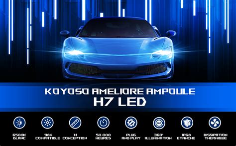 Koyoso Ampoules H Led Lm Feux De Voiture Compatible Avec Dc V