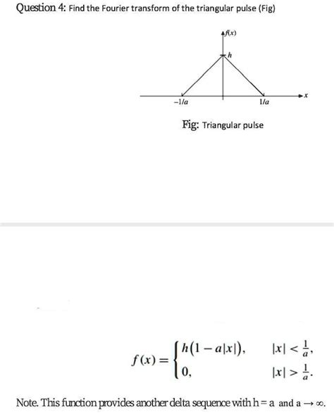 SOLVED Question 4 Find The Fourier Transform Of The Triangular Pulse