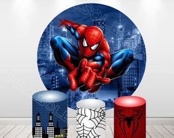 Spiderman Round Backdrop Superheros Hulk Banner Circle Cover Fabric