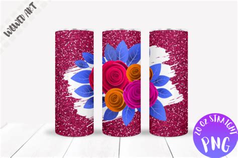 Glitter Rose 20 Oz Skinny Tumbler Wrap Graphic By Wowed Art · Creative