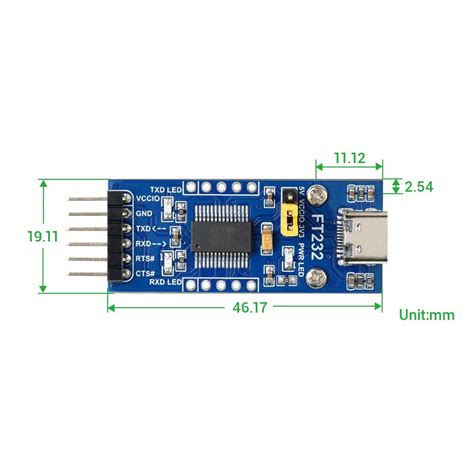 Waveshare FT232RL TTL USB To Serial Converter USB C 3 3 5V WS 20646