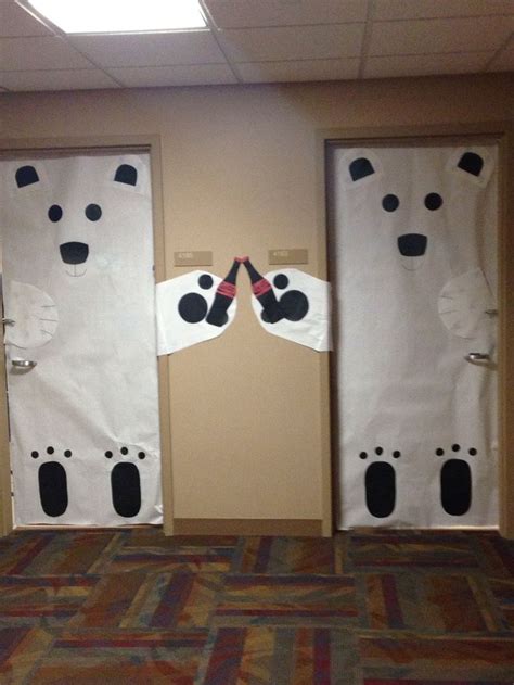 Two Doors Decorated To Look Like Polar Bears