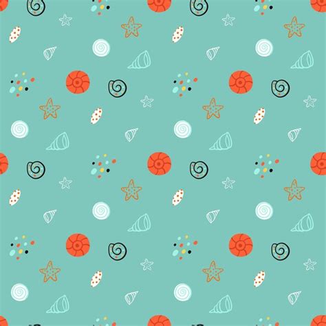 Premium Vector Seamless Pattern In Sea Ocean Style With Shells And Snails