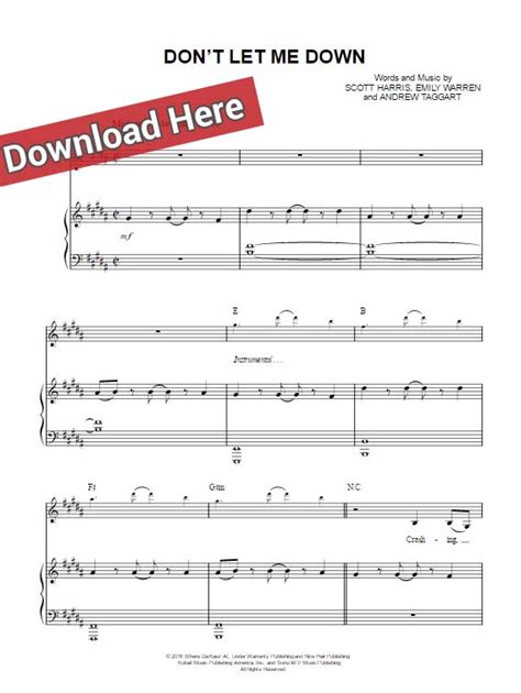 The Chainsmokers Don't Let Me Down Sheet Music, Piano Notes, Chords