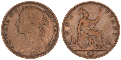 Großbritannien Penny 1881 Victoria VF Kl Randfehler MA Shops