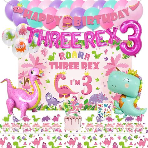 Amazon.com: KOTLMIGHT Dinosaur Birthday Party Supplies for 3 Year Old ...