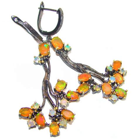 Earth Treasure Authentic Mexican Fire Opal 925 Sterling Silver