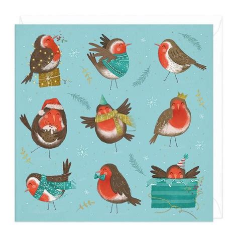 Whistlefish Christmas Card Playful Robins Delivery To Eu Only The