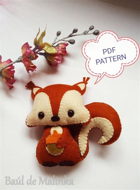 Squirrel Pdf Pattern Woodland Animals Toy Diy Nursery Decor Etsy Felt