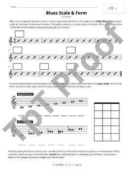 Blues Form & Scale Worksheet - Ukulele by Abi Varsos | TPT