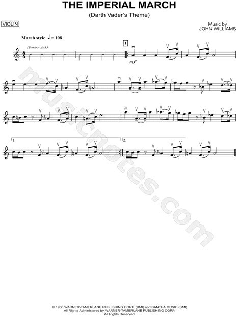 Darth Vader Theme Song Violin Sheet Music - Theme Image