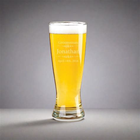 Personalized Beer Glasses Pilsner Glass Groomsmen 20 Oz