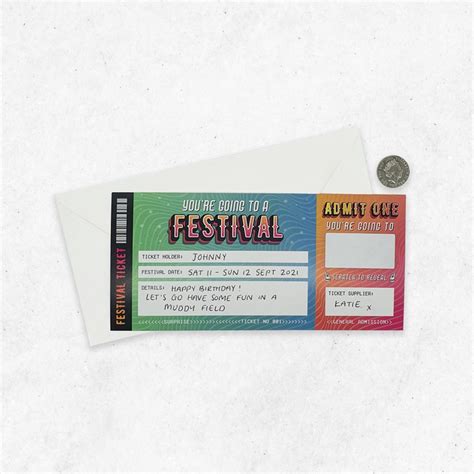 Scratch Reveal Festival Ticket Diy Surprise T Card Etsy