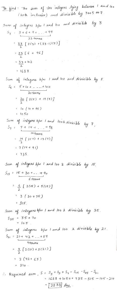 The Sum Of The Integers Lying Between And Both Inclusive And