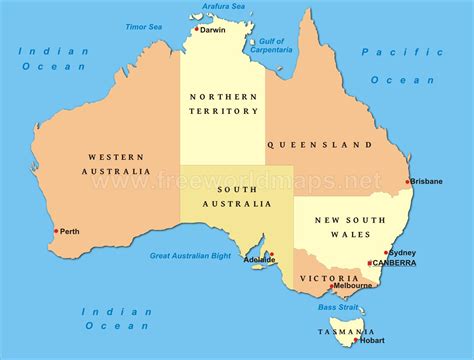 Australia major cities map - Map of Australia with major cities ...