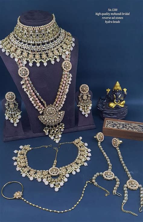 Order Mehendi Reverse Ad Stone Bridal Jewelry Set Necklace Via Whatsapp