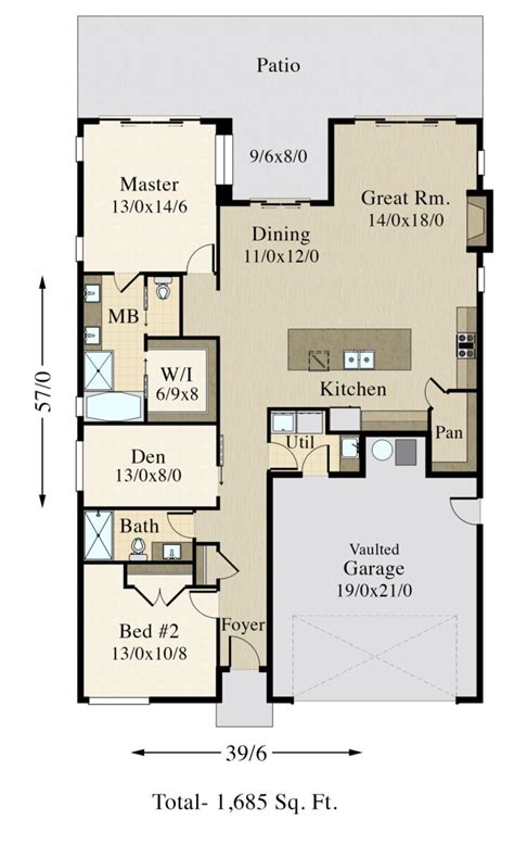 Vanport House Plan Mid Century Modern Ranch Home Design With 2 Car