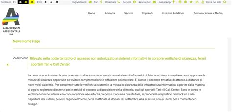 L Italiana Alia Servizi Ambientali Subisce Un Nuovo Attacco Informatico