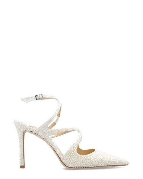 Jimmy Choo Azia 95 Embellished Pointed Toe Pumps In White Lyst