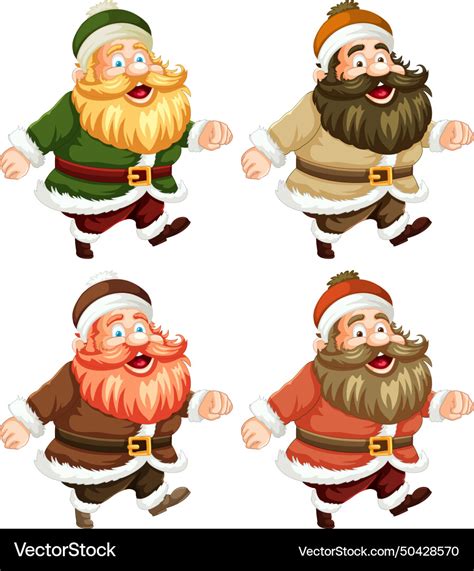 Four cheerful dwarves dressed in holiday costumes Vector Image