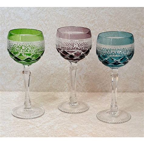 1950s Beyer Bleikristall Lead Crystal Hand Cut To Clear Hock Wine Glasses Set Of 3 Chairish