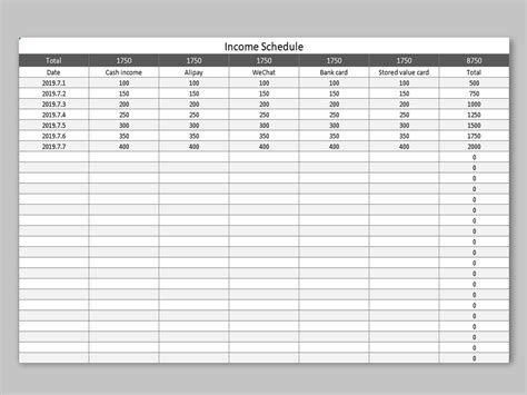 EXCEL Of Grey Income Schedule Xlsx WPS Free Templates