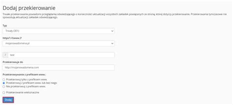 Jak dodać przekierowanie domeny w cPanel Domenomania pl