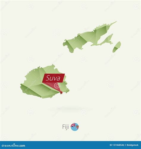 Fiji, Suva - Capital City, Pinned On Political Map Stock Illustration ...