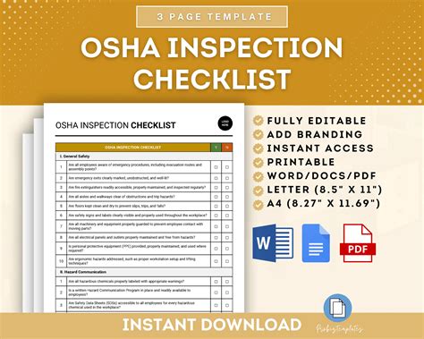 Osha Inspection Checklist Probiztemplates