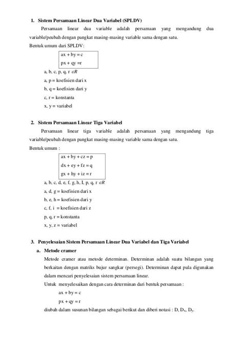 Penyelesaian Persamaan Linear 3 Variabel Dengan Matriks Lembar Edu