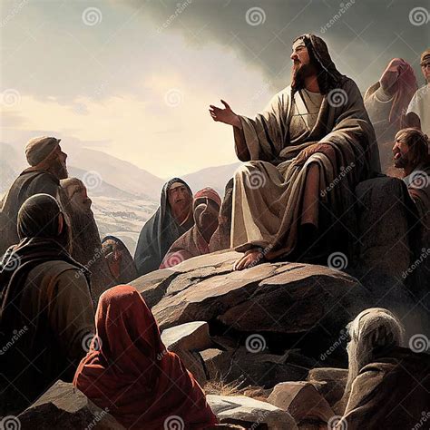 Jesus Christ Talking To A Group Of Believers In The Desert Religion