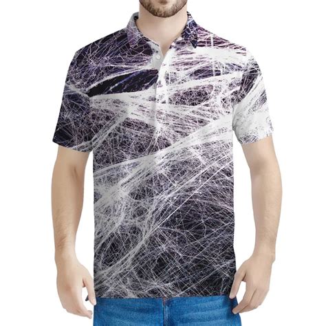 Horror Cobweb Pattern Polo Shirt For Men D Printed Spiders Tee Shirts