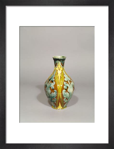 Della Robbia Vase With Patterns Of Green Brown And Yellow In The Mor