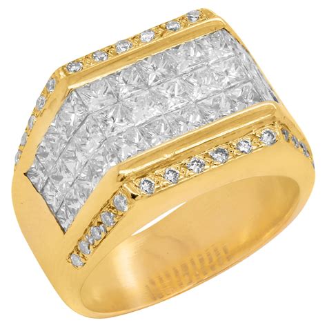 Princess Cut Diamond Invisible Set Ring Karat Yellow Gold At Stdibs