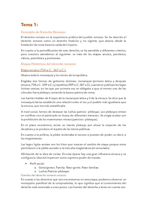 Tema Problemas De Derecho Romano Pdf