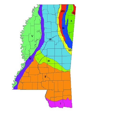Physiographic Regions Of Mississippi I Coastal Meadows Ii Southern