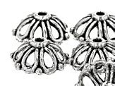 Antiqued Silver Tone Flower Texture Bead Caps Appx 13 5x6x1 3mm 10