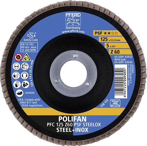 PFERD 67768125 Z Psf Steelox Flap Disc Diameter 125 Mm Bore Diameter 22